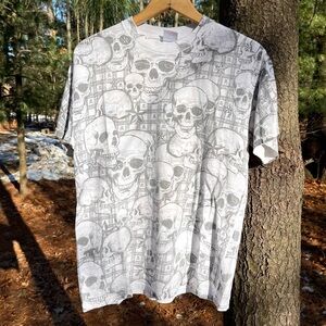90s Tennessee River AOP Skull & Plaid White T-Shirt Men’s Size M